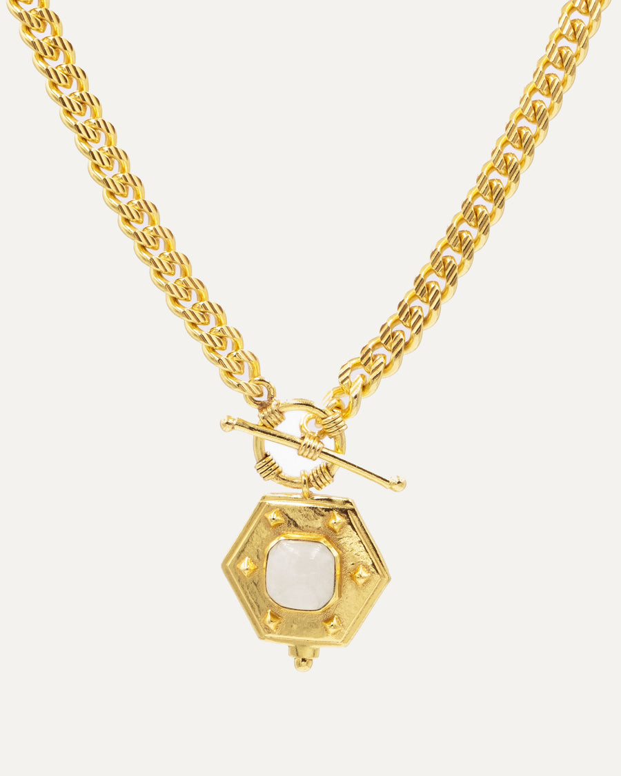 Colgante Nimai Dorado Piedra Luna