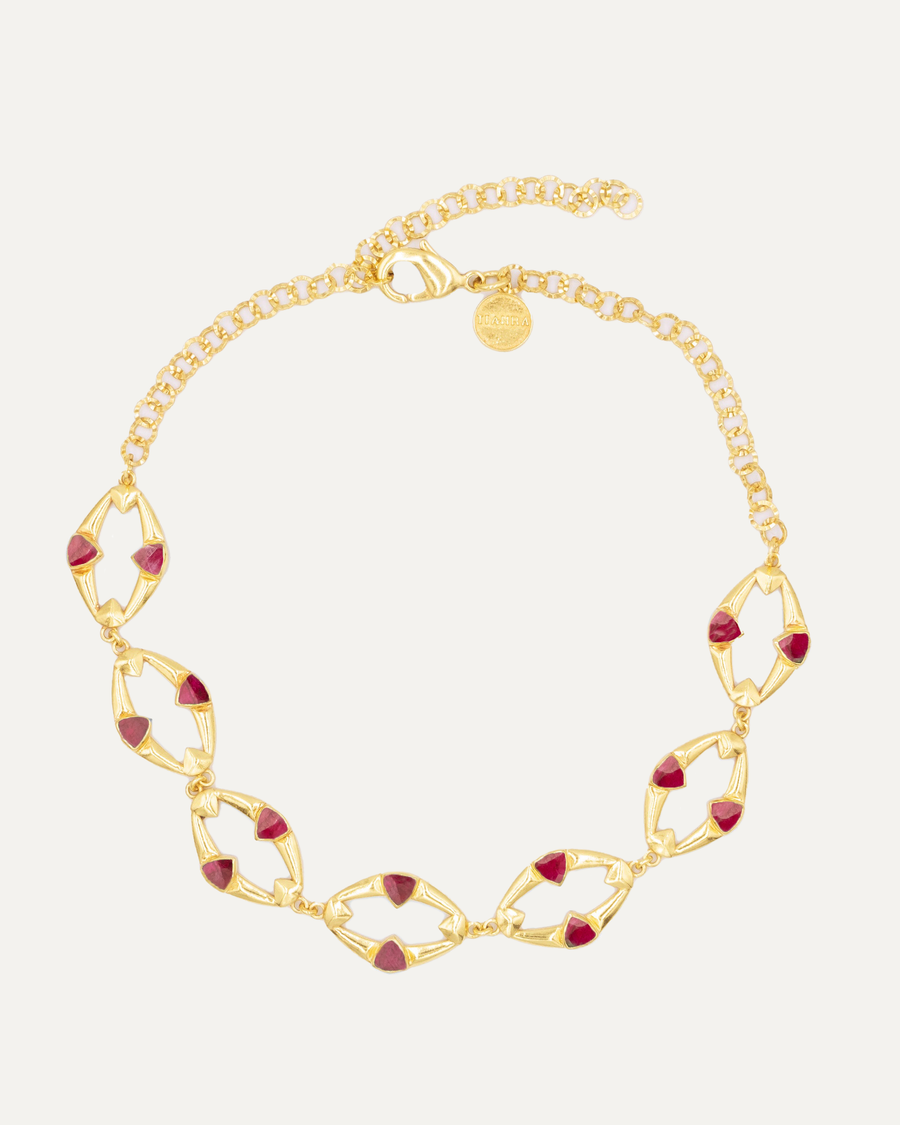 Collar Dahana Dorado Hatypara Roja