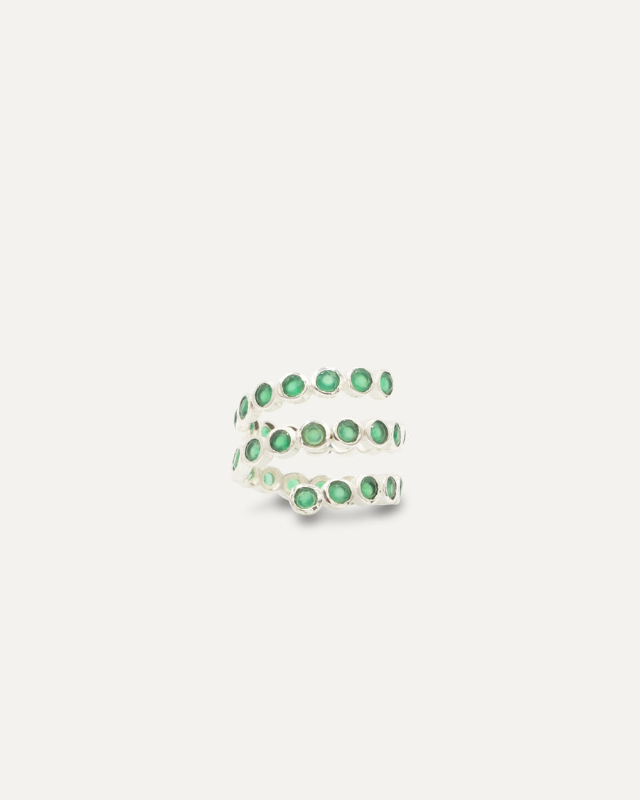 Green Onyx Silver Inder Ring