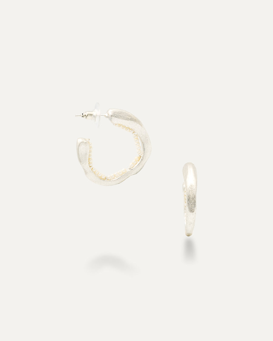 Inverted Pearl Hoop Earrings