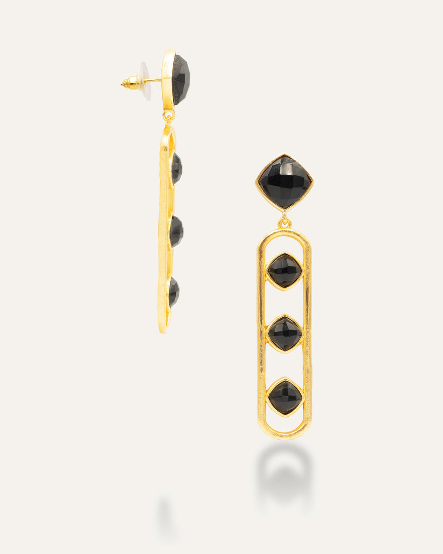 Gold Naisha Earrings Naisha Black Onyx