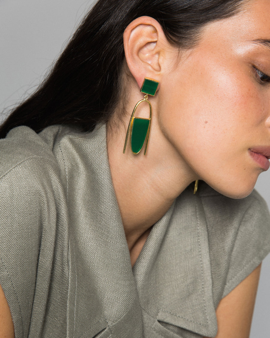 Green Onyx Swag Earrings