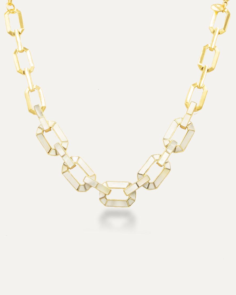 Devendra Gold Mother of Pearl Necklace