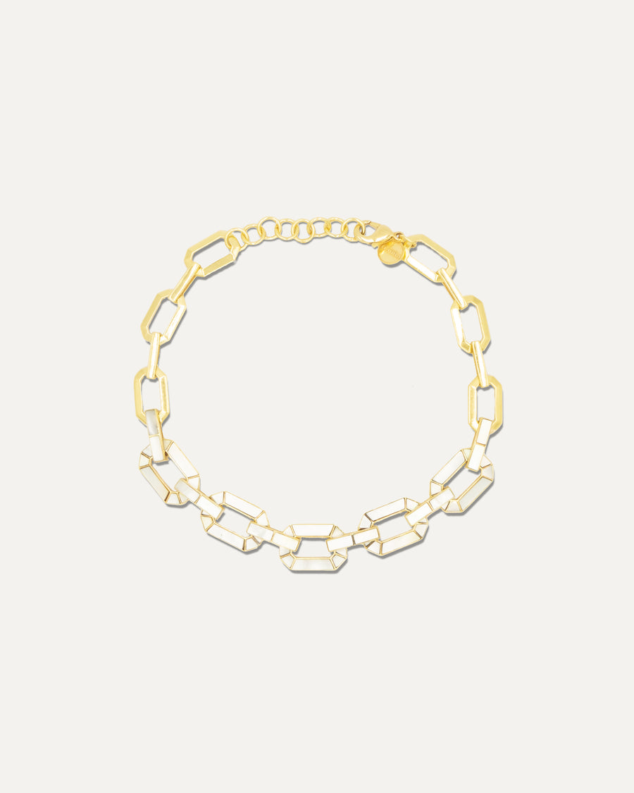Devendra Gold Mother of Pearl Necklace