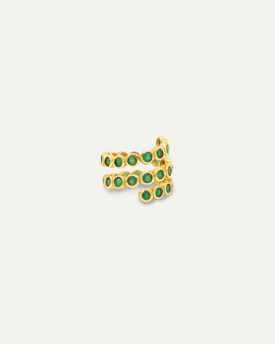 Gold Inder Ring Green Onyx