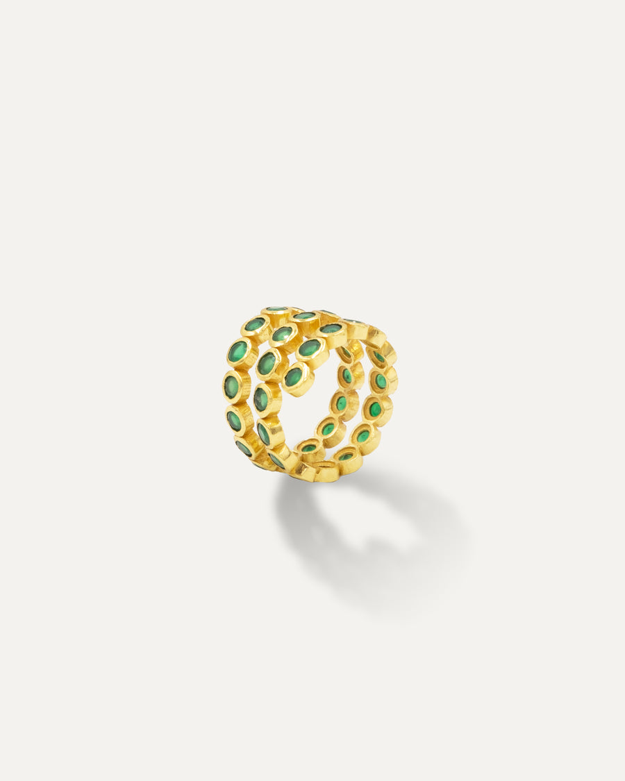Gold Inder Ring Green Onyx