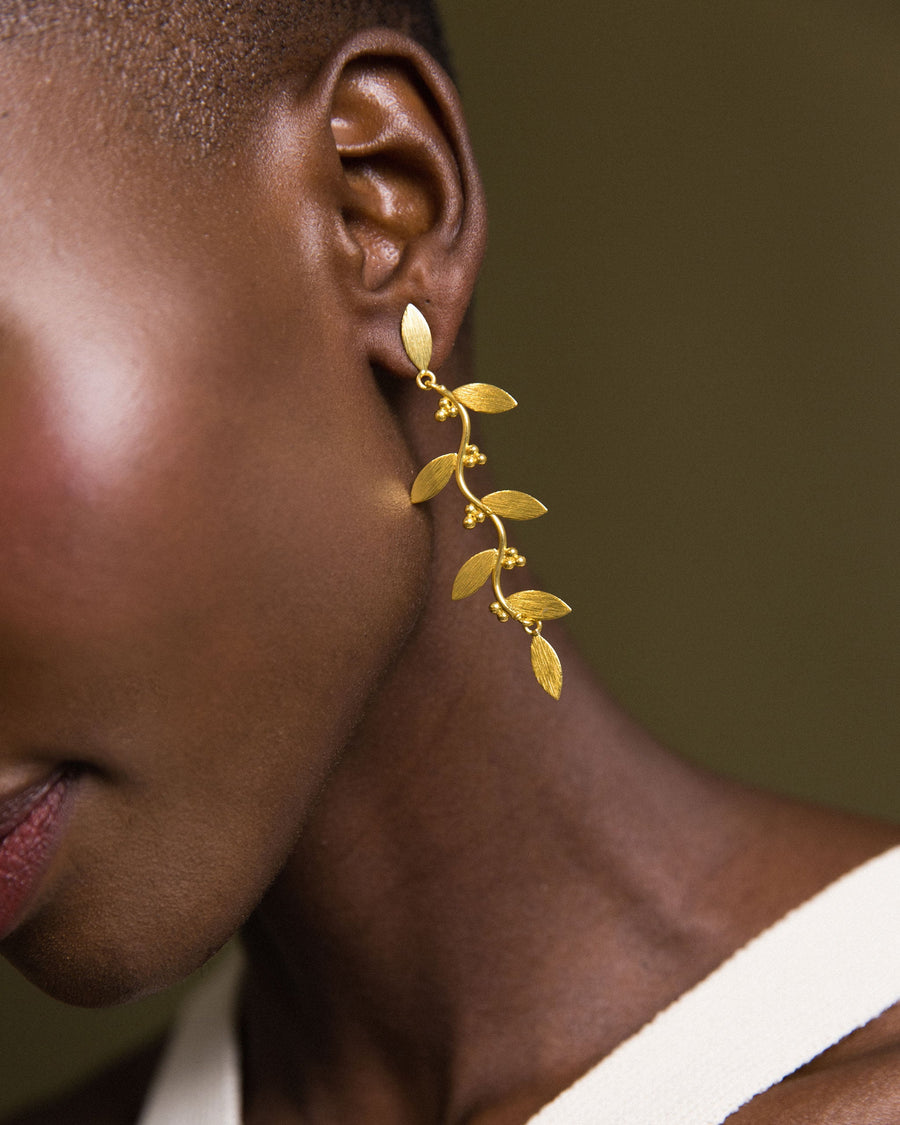 Silver Anori Earring Leaves